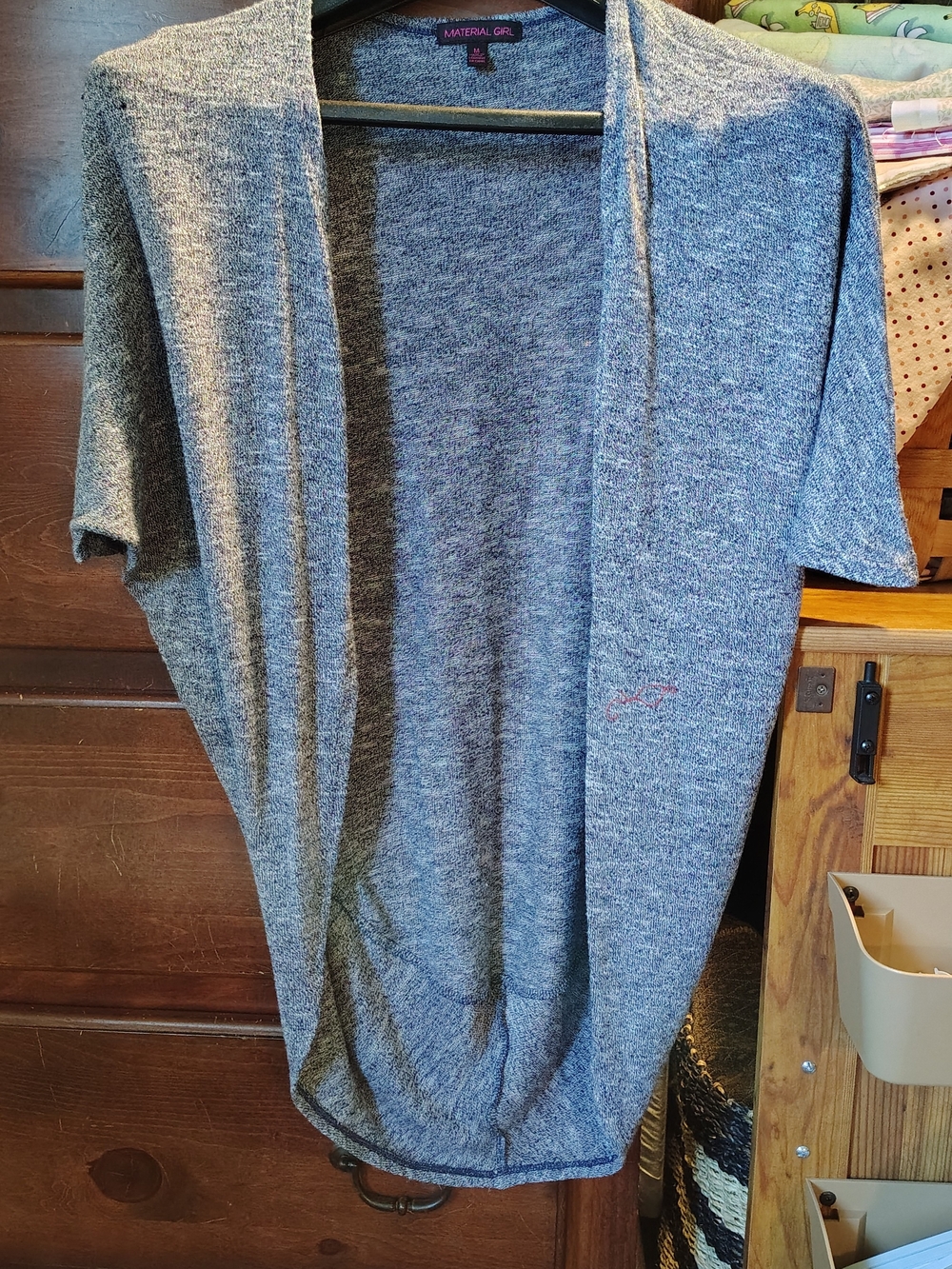 Material Girl Heathered Blue Open Cardigan
